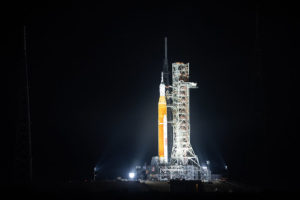 NASA’s Space Launch System (SLS) rocket with the Orion spacecraft mounted atop