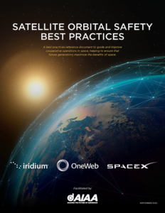 Cover of Satellite Orbital Safety Best Practices by SpaceX Iridium OneWeb AIAA